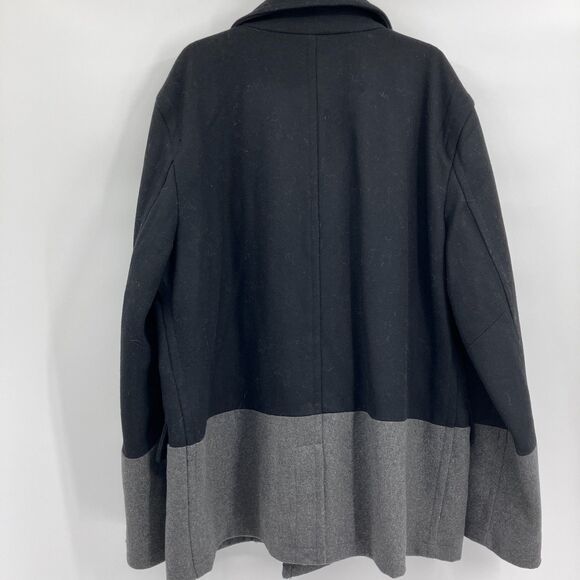 Calvin Klein Mens Colorblock Gray Black Wool Blend Double Breasted Peacoat XXL - Picture 8 of 12